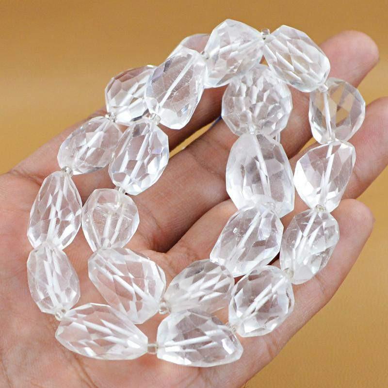 gemsmore:Natural White Quartz Genuine Faceted Beads Strand