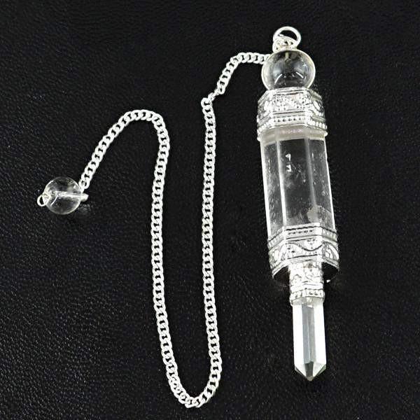 gemsmore:Natural White Quartz Healing Point Pendulum