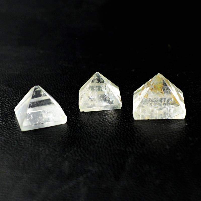 gemsmore:Natural White Quartz Healing Pyramid Gemstone Lot