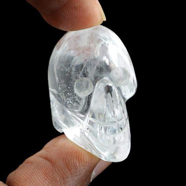 gemsmore:Natural White Quartz Single Gem Hand Carved Skull