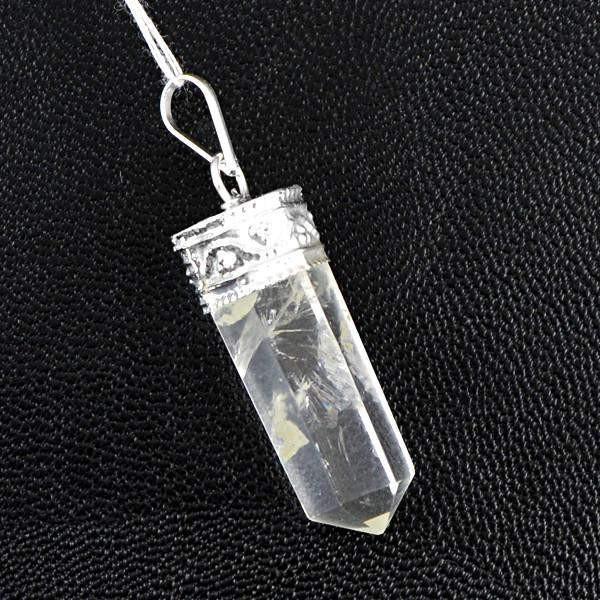 gemsmore:Natural White Quartz Untreated Healing Point Pendant