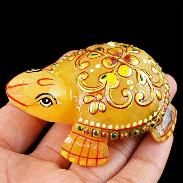 gemsmore:Natural Yellow Aventurine Hand Carved Tortoise Gemstone
