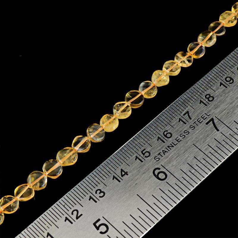 gemsmore:Natural Yellow Citrine Beads Strand - Round Shape Untreated Drilled