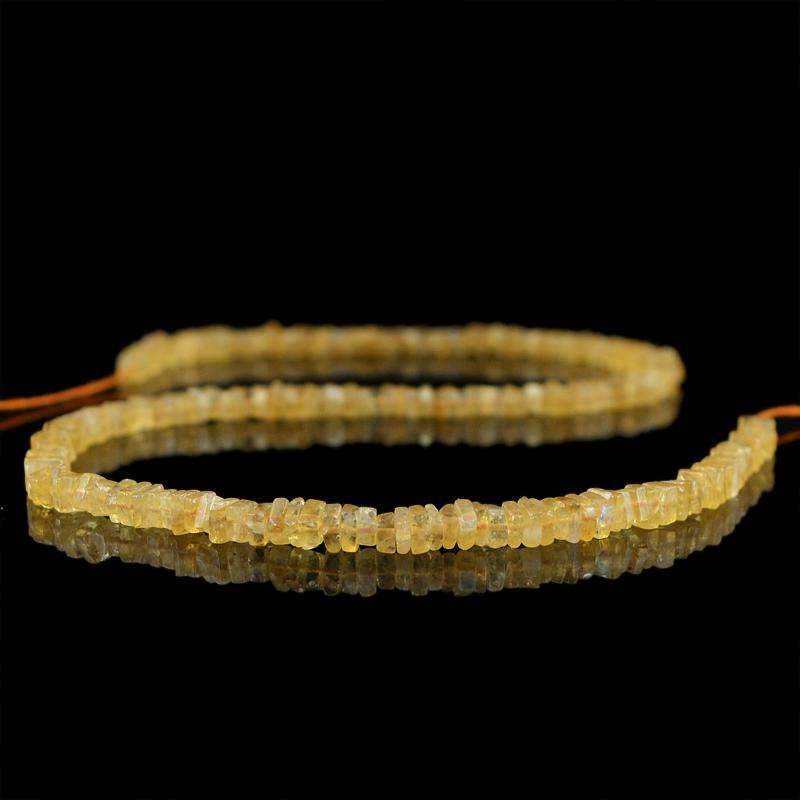 gemsmore:Natural Yellow Citrine Beads Strand - Untreated Drilled