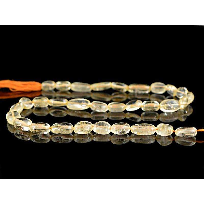 gemsmore:Natural Yellow Citrine Drilled Beads Strand - Oval Shape