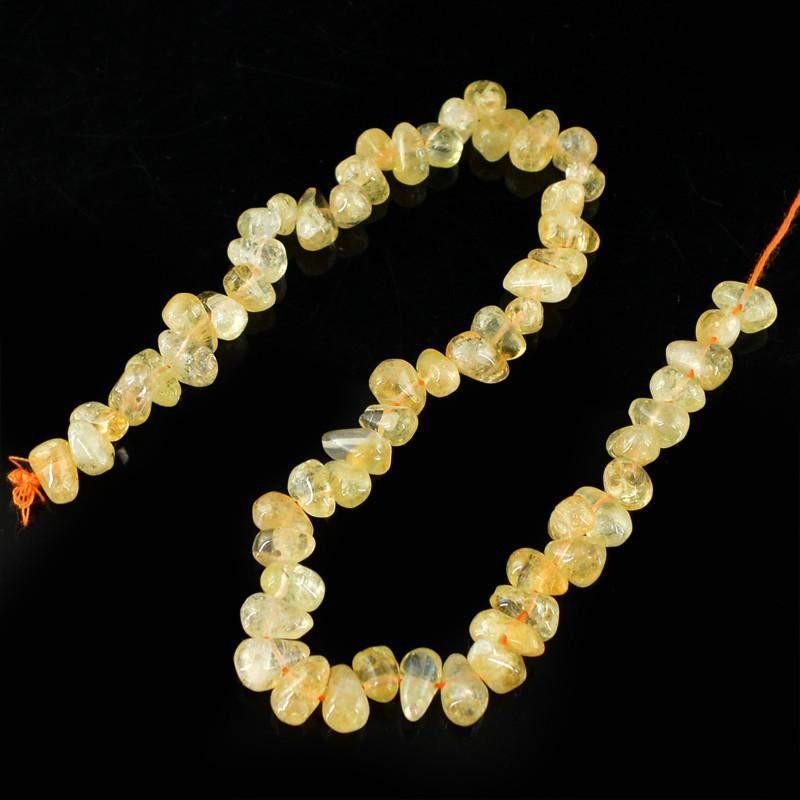gemsmore:Natural Yellow Citrine Drilled Unheated Beads Strand