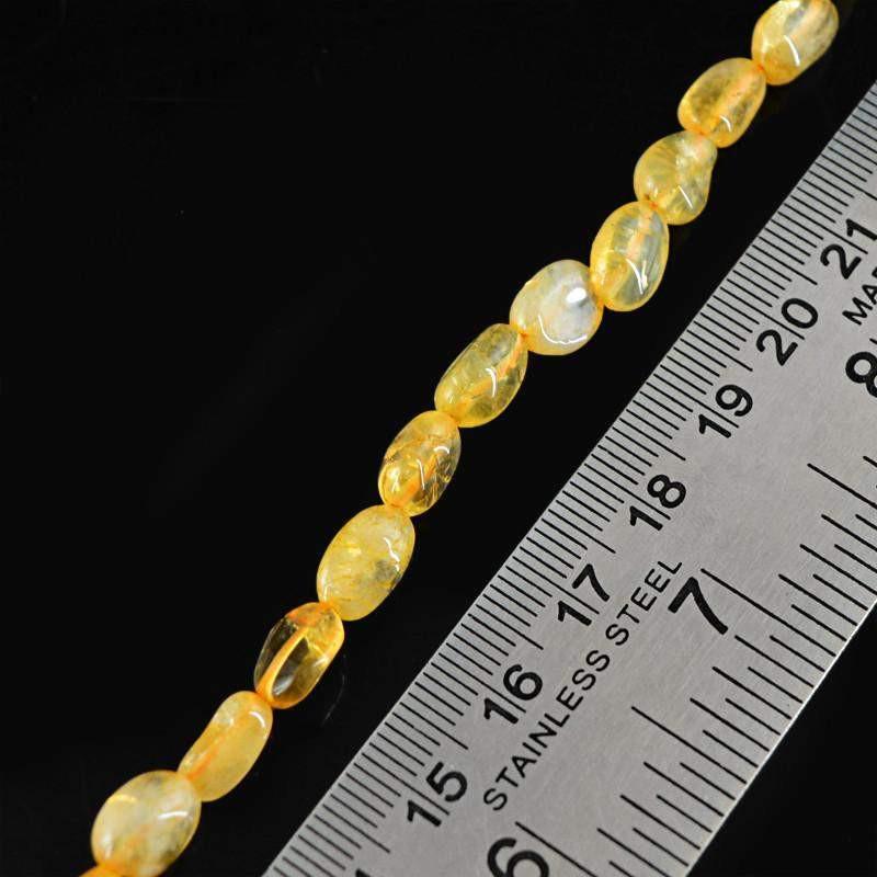 gemsmore:Natural Yellow Citrine Oval Shape Beads Strand