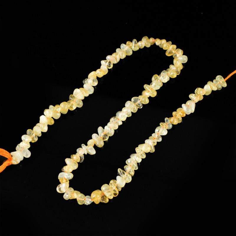 gemsmore:Natural Yellow Citrine Untreated Drilled Beads Strand