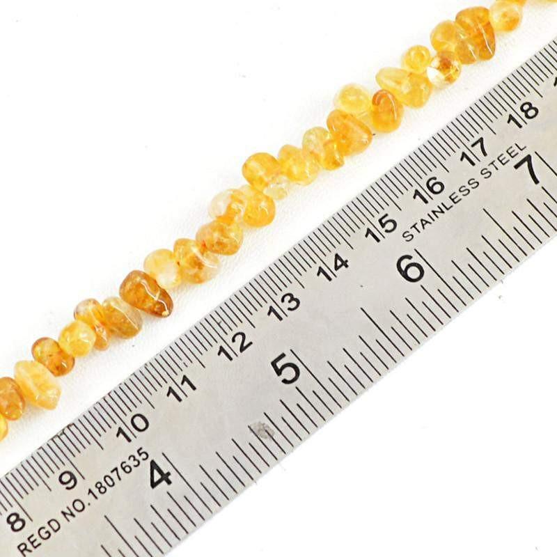 gemsmore:Natural Yellow Citrine Untreated Drilled Beads Strand
