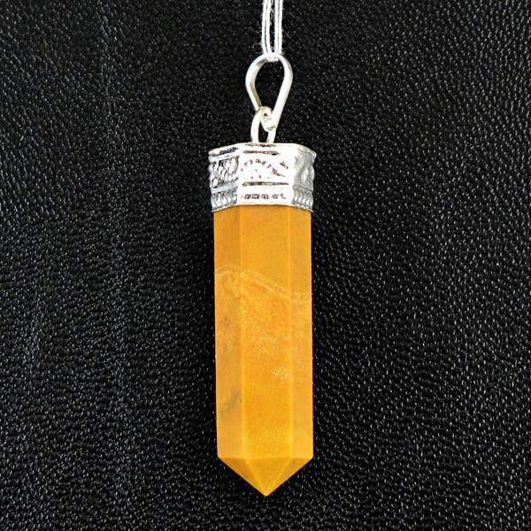 gemsmore:Natural Yellow Jasper Reiki Healing Point Pendant