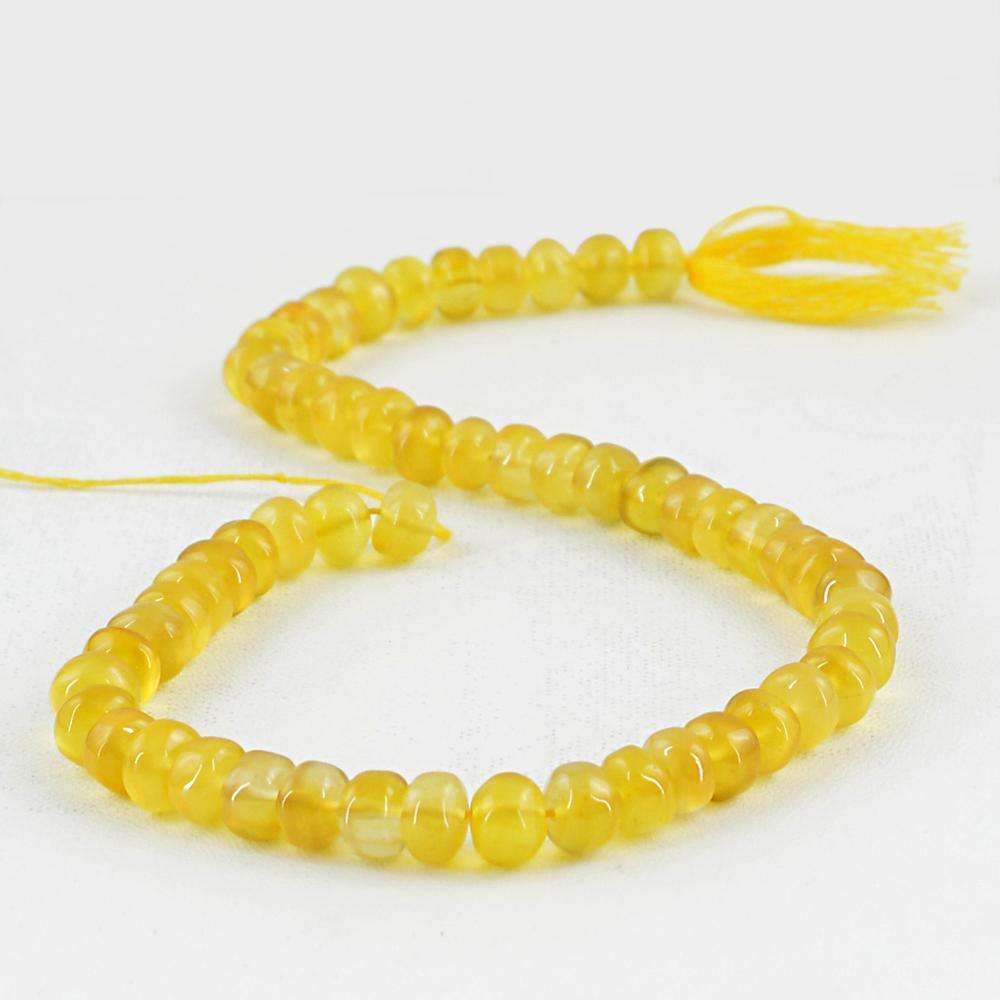 gemsmore:Natural Yellow Onyx Drilled Beads Strand - Untreated Round Shape