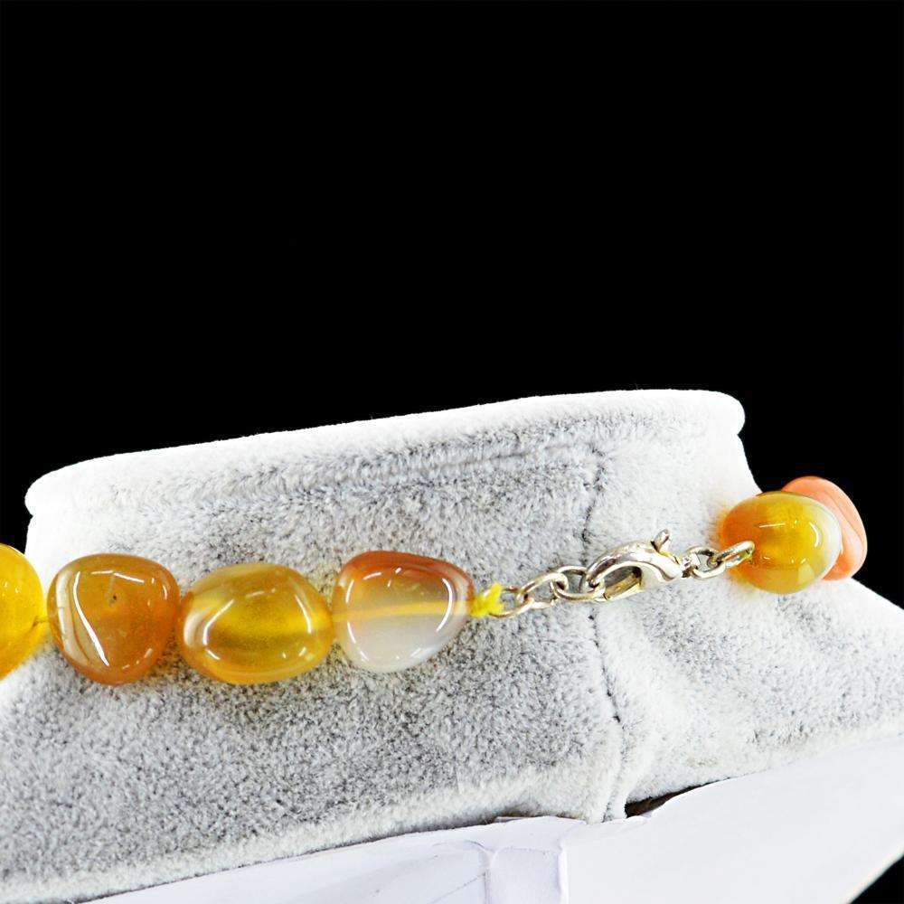 gemsmore:Natural Yellow Onyx Necklace 20 Inches Long Untreated Beads