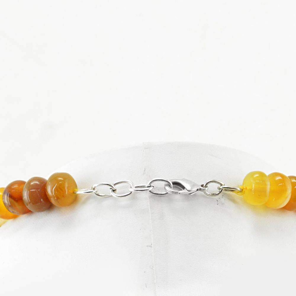 gemsmore:Natural Yellow Onyx Necklace Untreated Round Shape Beads