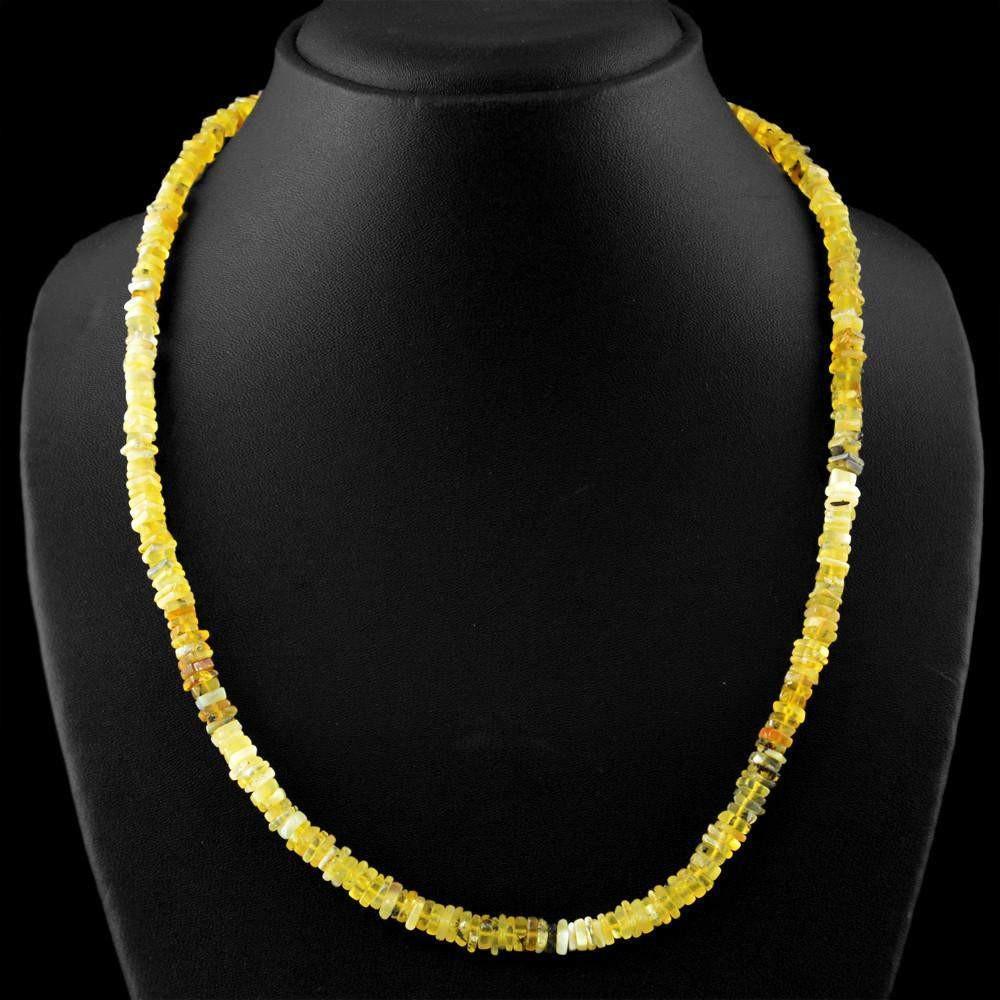 gemsmore:Natural Yellow Peruvian Opal Necklace Untreated 20 Inches Long Beads