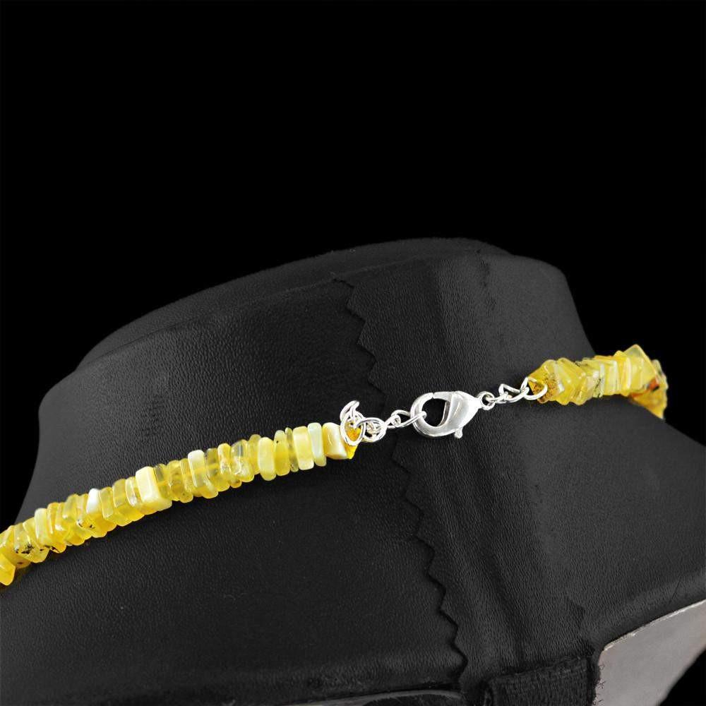 gemsmore:Natural Yellow Peruvian Opal Necklace Untreated 20 Inches Long Beads