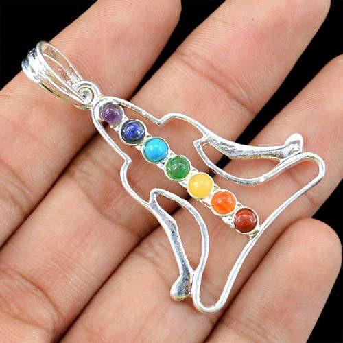 gemsmore:Natural Yoga Seven Chakra Healing Pendant