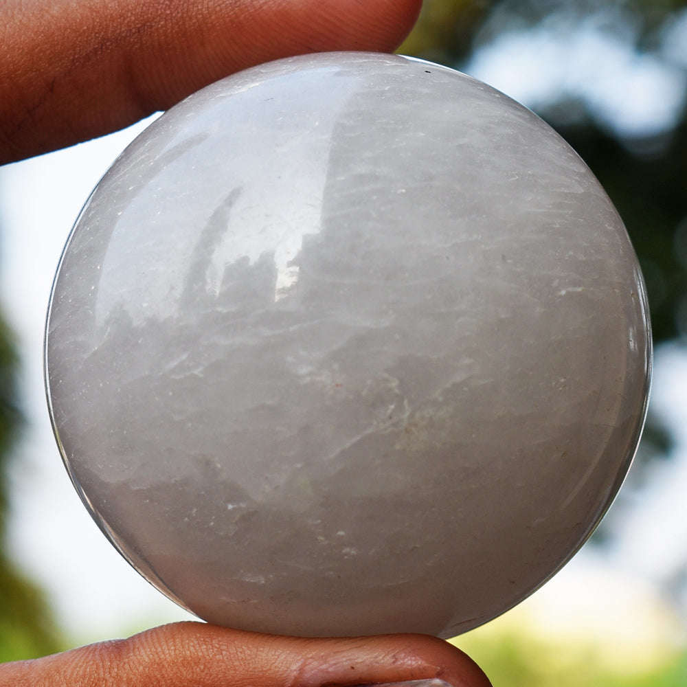 gemsmore:Natutal  White Quartz  Hand Carved  Healing  Crystal Sphere