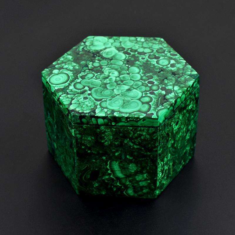 gemsmore:New in stock - - Hexagon Style Malachite gem Box - Hand Carved