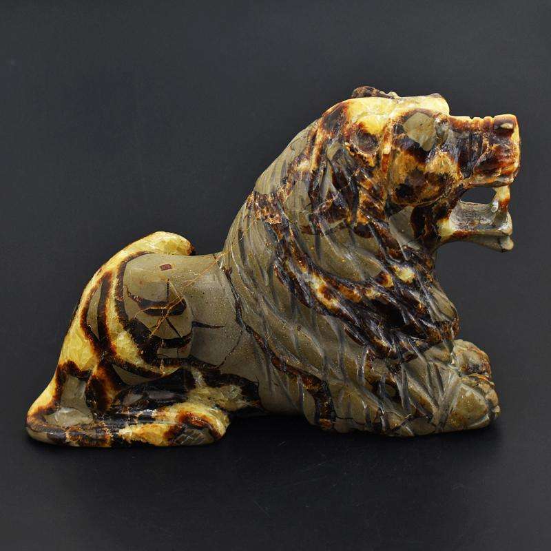 gemsmore:One of its kind - Big Collectors Piece - Genuine Rare Septarian Agate  Hand Carved 3d Style Lion