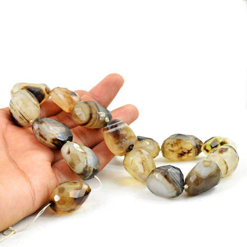 gemsmore:Onyx Beads Strand Natural Faceted Drilled