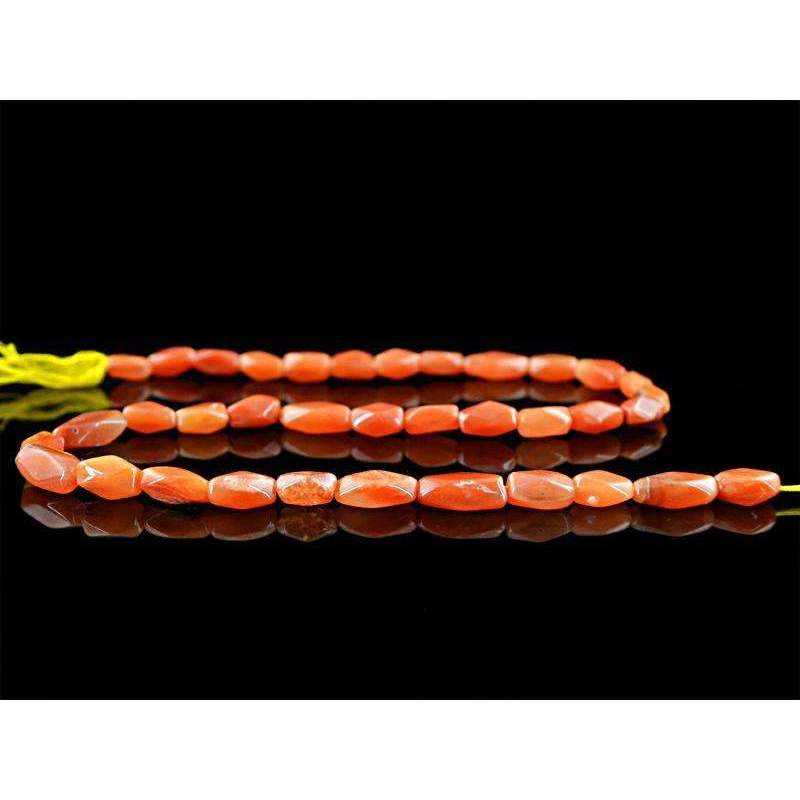 gemsmore:Orange Aventurine Beads Strand - Natural Faceted Drilled