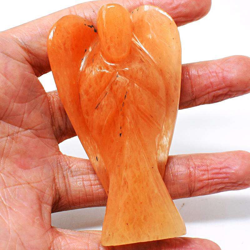 gemsmore:Orange Aventurine Hand Carved Healing Angel - Genuine