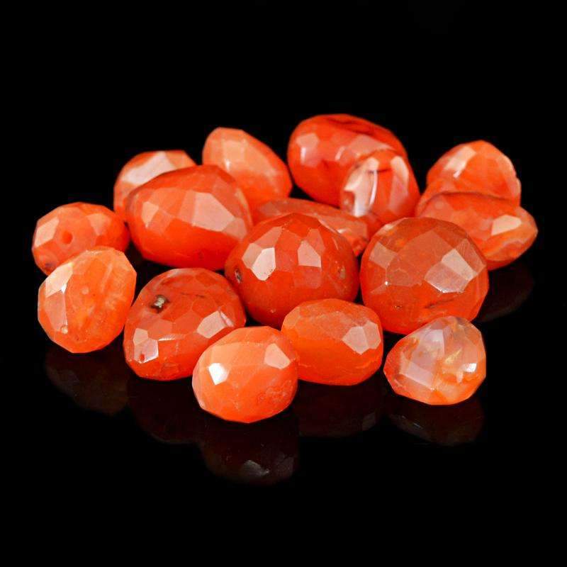 gemsmore:Orange Carnelian Beads Lot Natural Faceted Drilled