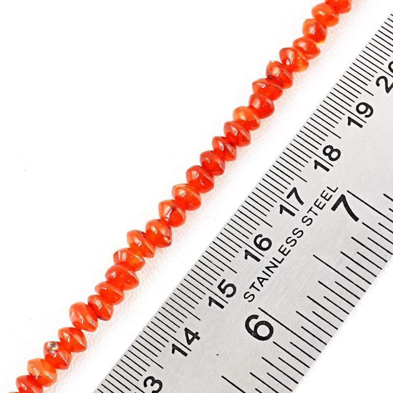 gemsmore:Orange Carnelian Drilled Beads Strand - Natural Round Shape