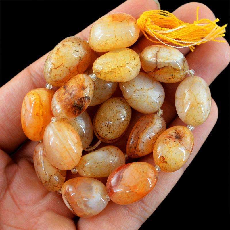 gemsmore:Orange Onyx Beads Strand Natural Drilled