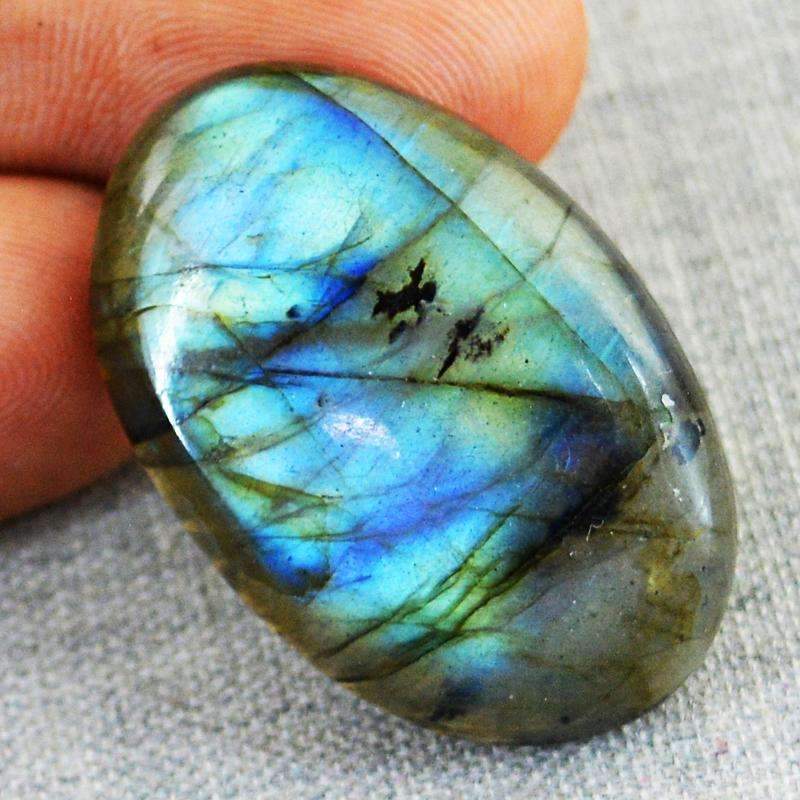 gemsmore:Oval Shape Blue Flash Labradorite Gemstone - Natural Unheated