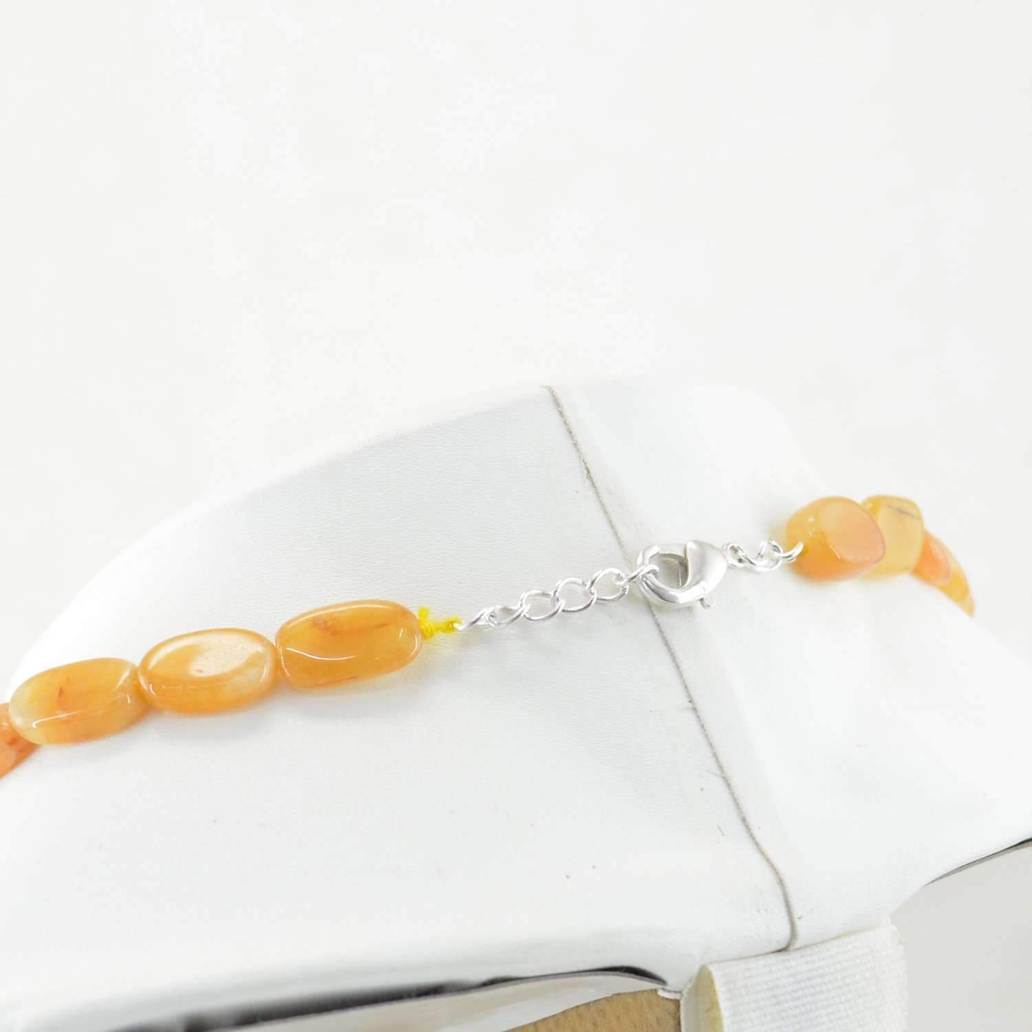 gemsmore:Oval Shape Brown Moonstone Necklace Natural Untreated Beads