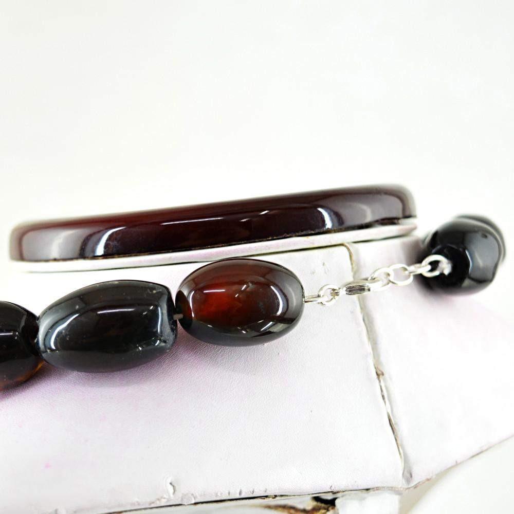 gemsmore:Oval Shape Brown Onyx Necklace Natural Untreated Huge Beads