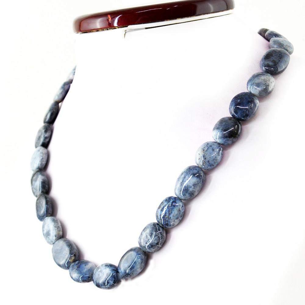 gemsmore:Oval Shape Dendrite Opal Necklace Natural Untreated Beads