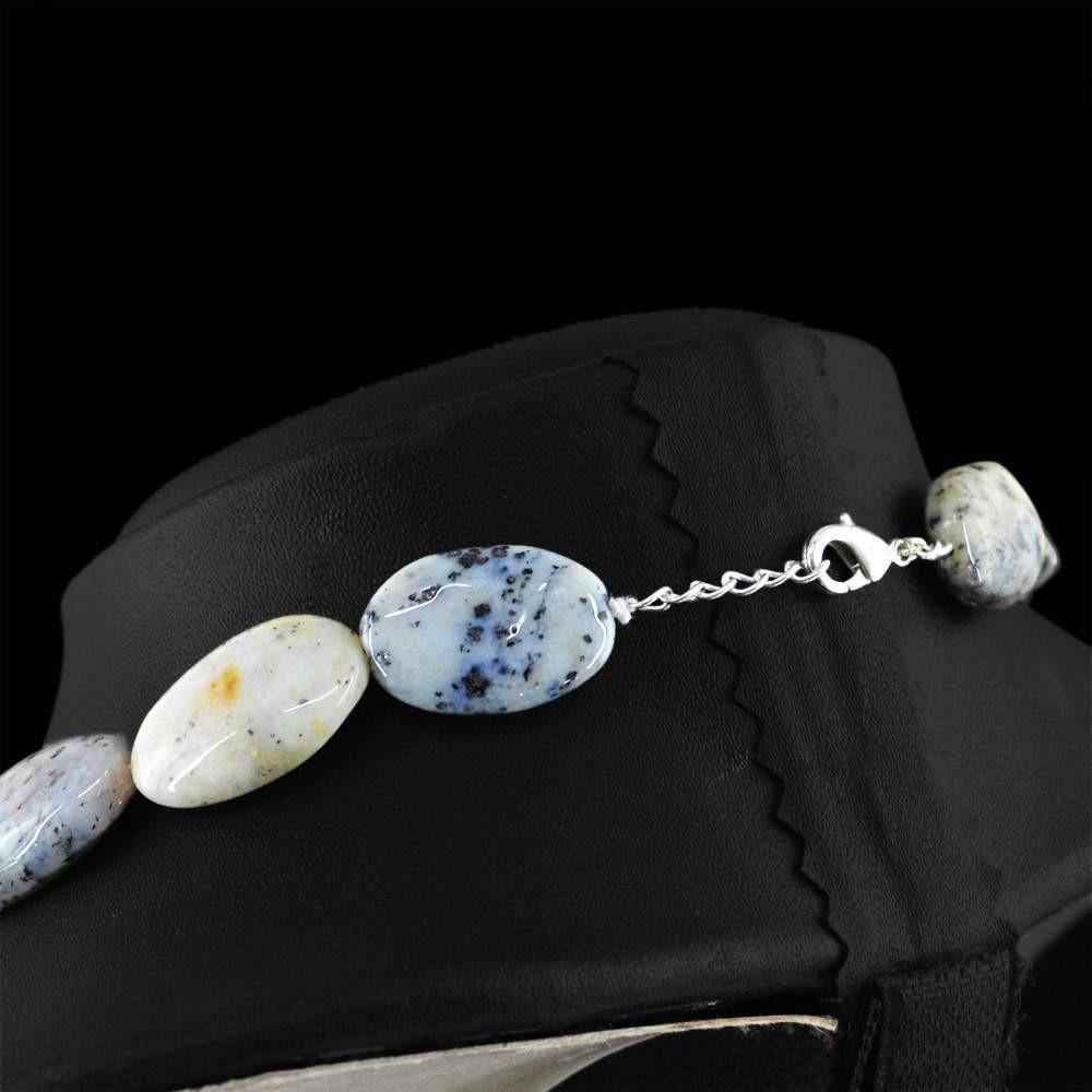 gemsmore:Oval Shape Dendrite Opal Necklace Natural Untreated Beads