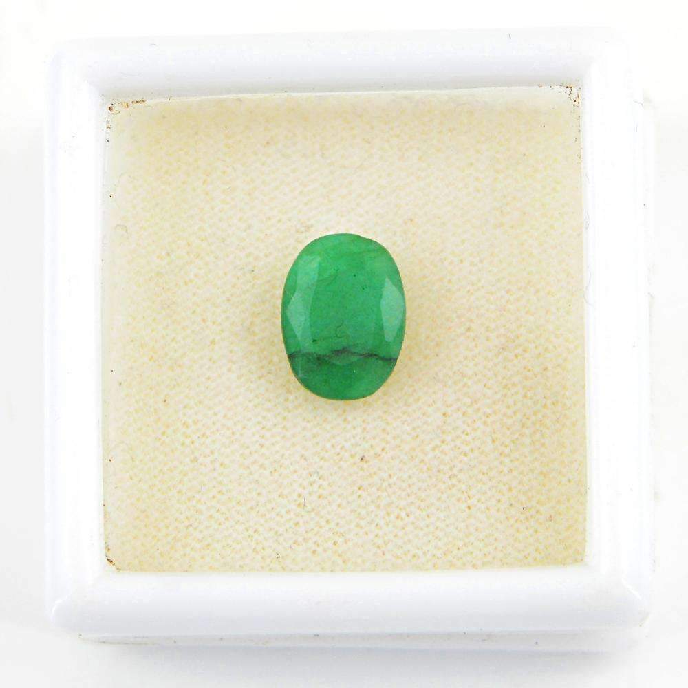 gemsmore:Oval Shape Green Emerald Gemstone Earth Mined Faceted