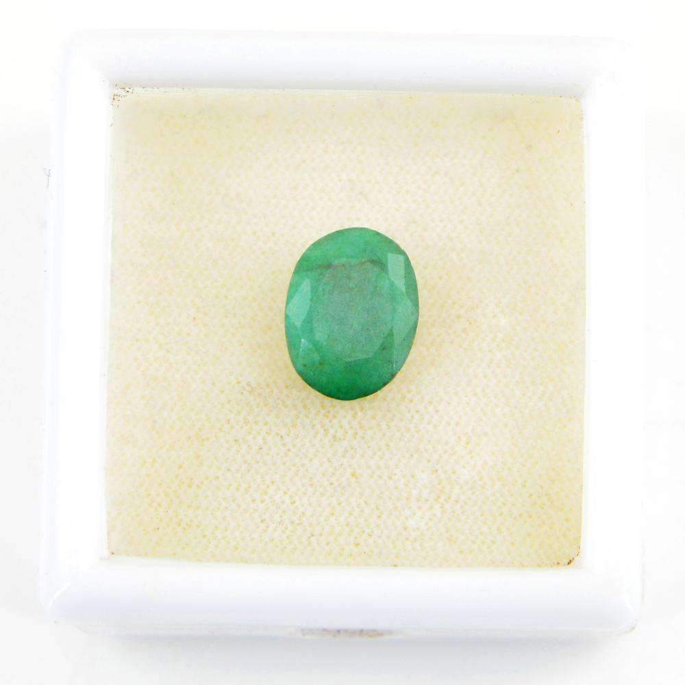 gemsmore:Oval Shape Green Emerald Gemstone Earth Mined Faceted