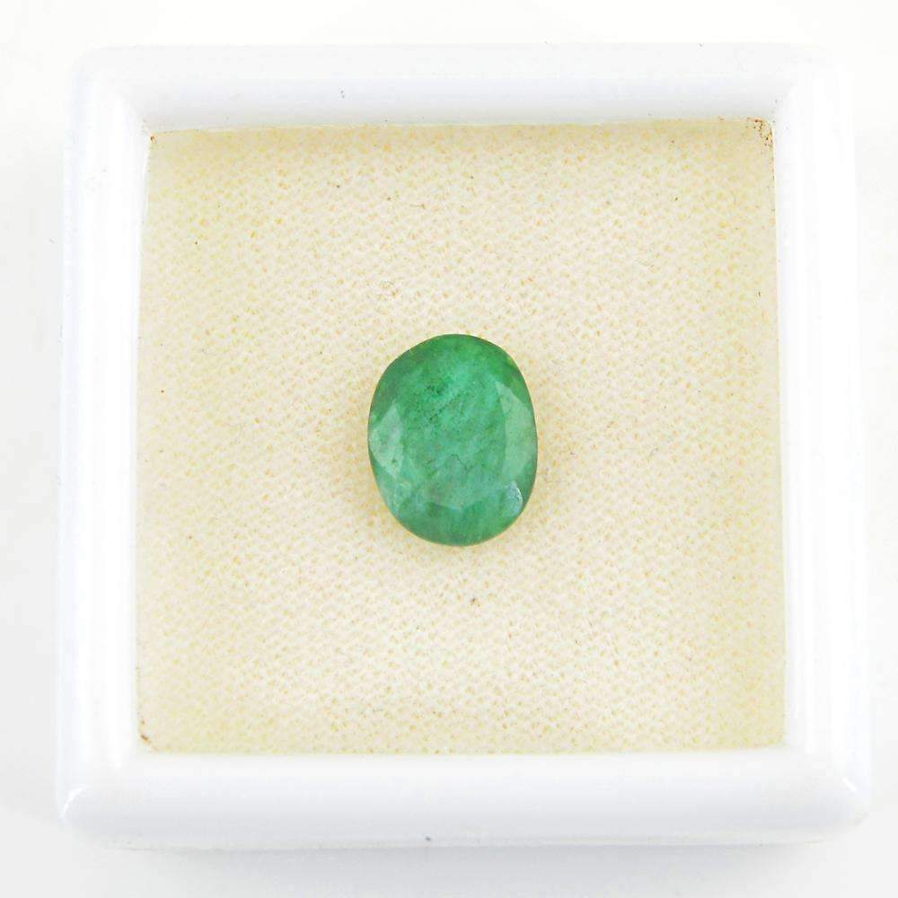 gemsmore:Oval Shape Green Emerald Gemstone Earth Mined Faceted