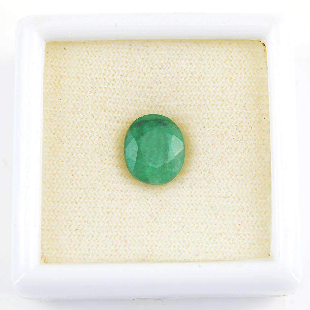 gemsmore:Oval Shape Green Emerald Gemstone Earth Mined Faceted