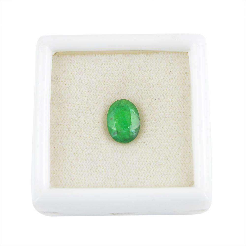 gemsmore:Oval Shape Green Emerald Gemstone Earth Mined Faceted
