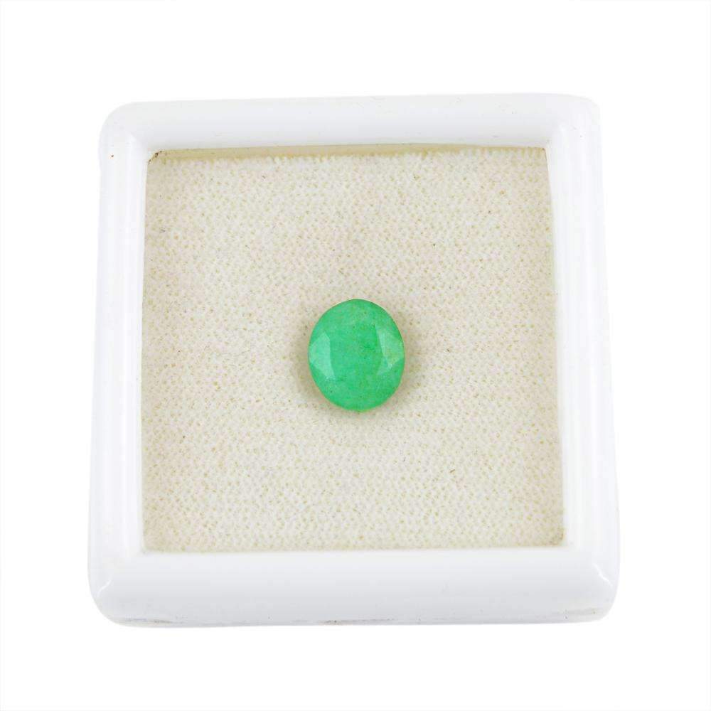 gemsmore:Oval Shape Green Emerald Gemstone Earth Mined Faceted
