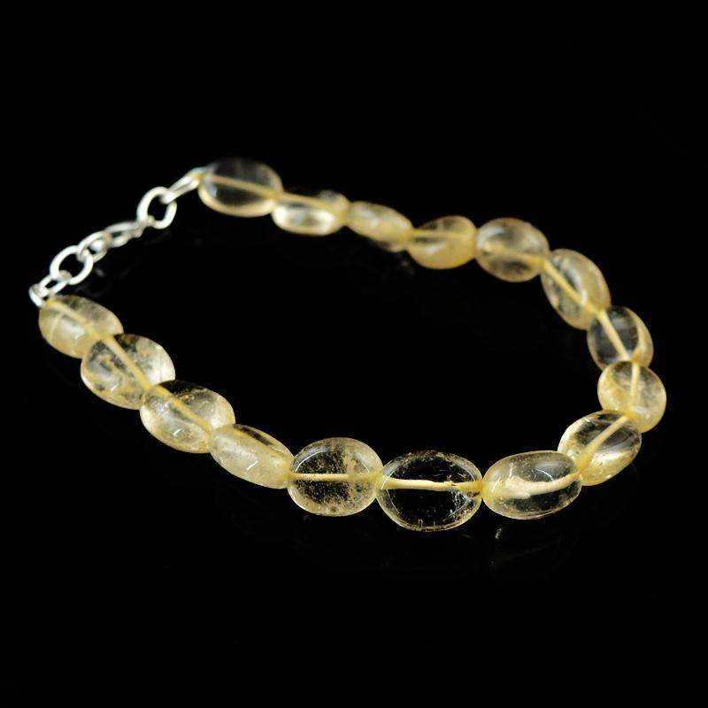 gemsmore:Oval Shape Rutile Quartz Bracelet Natural Untreated Beads