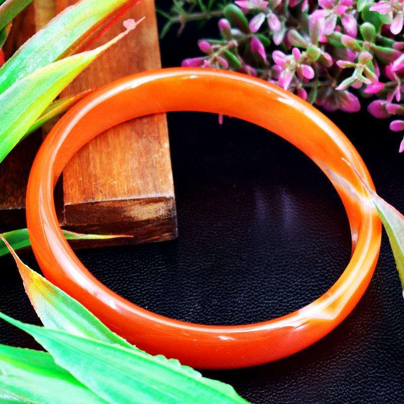 gemsmore:Party Wear Orange Onyx Carved Bangle