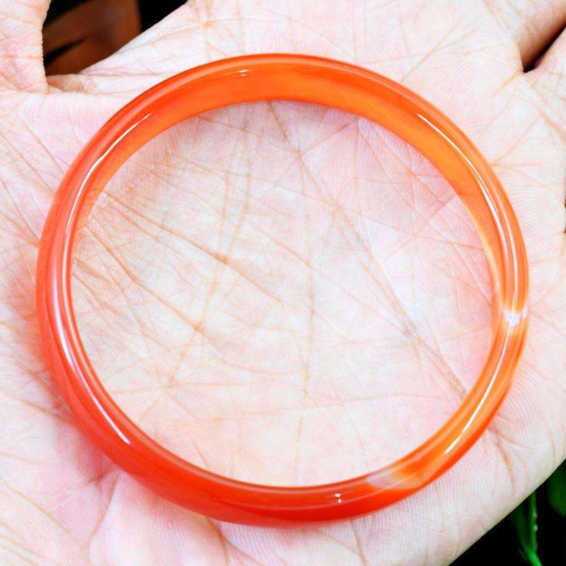 gemsmore:Party Wear Orange Onyx Carved Bangle