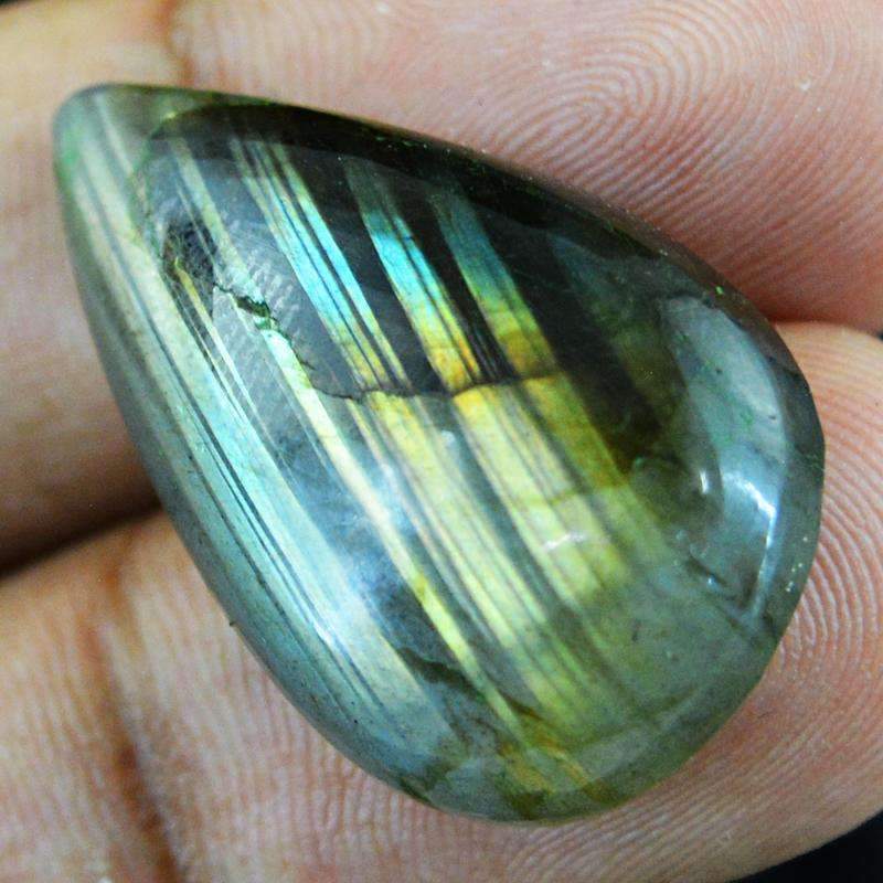 gemsmore:Pear Shape Blue & Golden Labradorite Gemstone - Natural Untreated