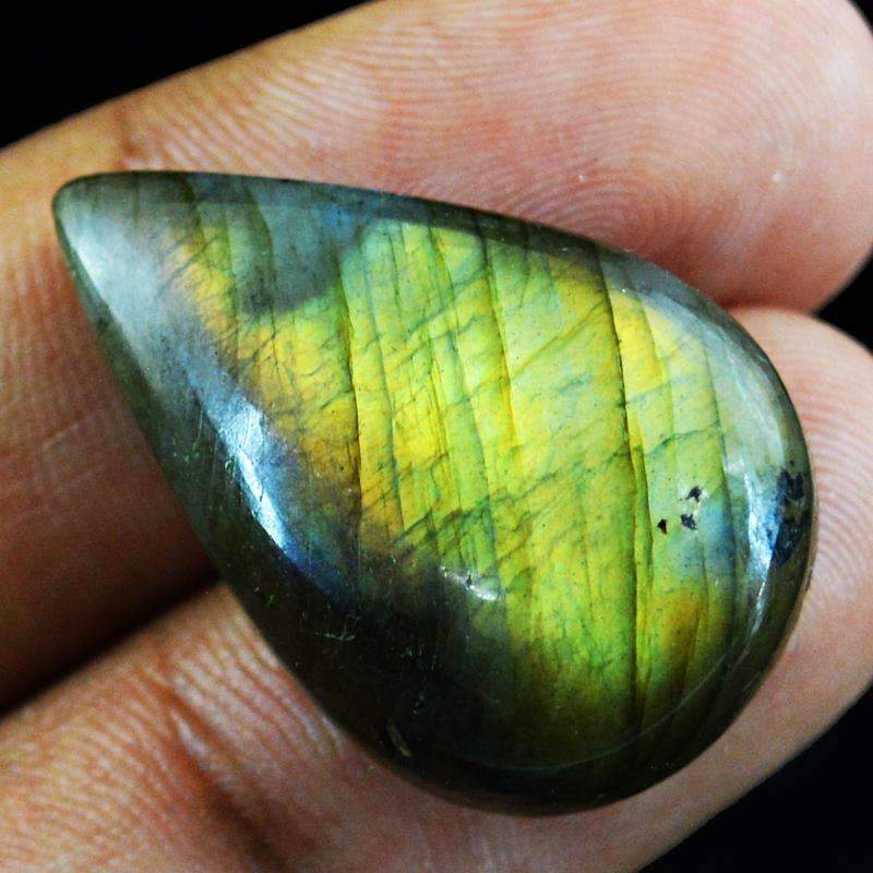 gemsmore:Pear Shape Golden Flash Labradorite Gemstone Natural Untreated
