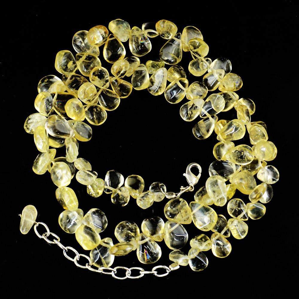 gemsmore:Pear Shape Yellow Citrine Necklace Natural Untreated Beads