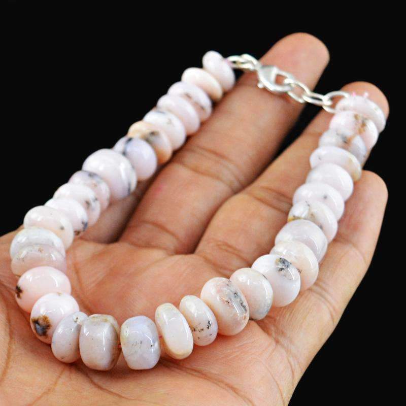 gemsmore:Pink Australian Opal Bracelet Natural Round Shape Beads