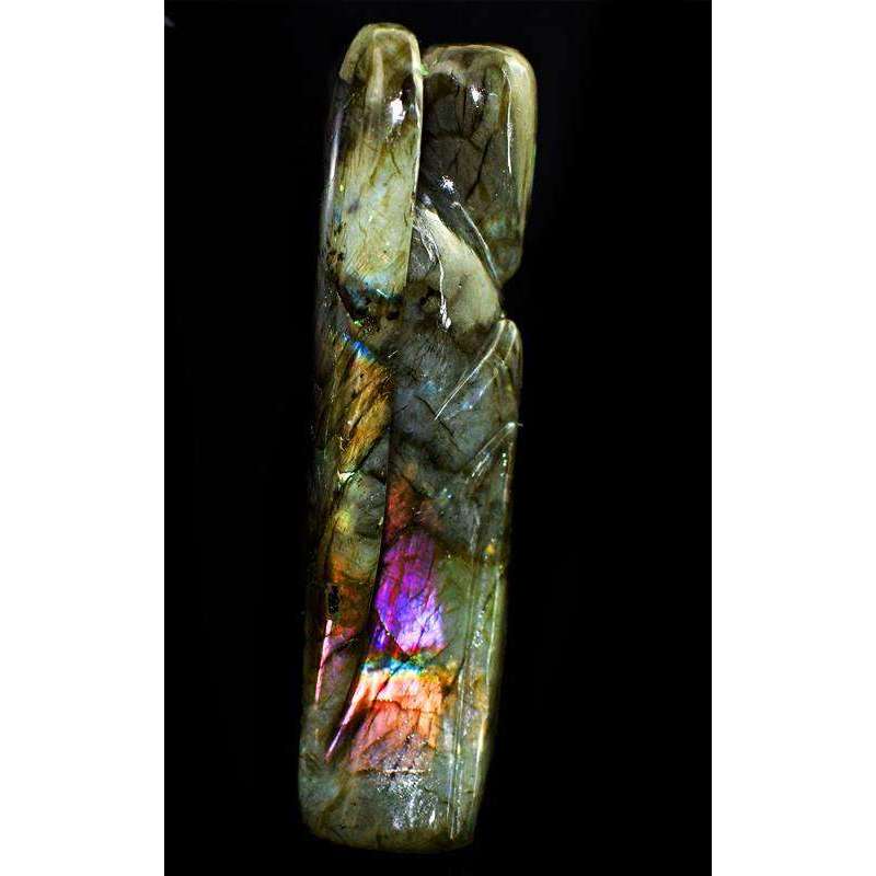 gemsmore:Pink & Golden Flash Labradorite Carved Healing Crystal Angel