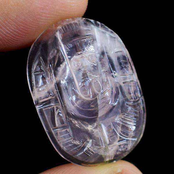 gemsmore:Pink Rose Quartz Carved Ganesha Engraved Gemstone