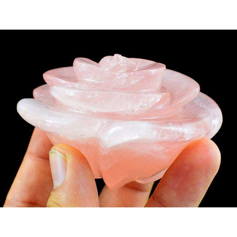 gemsmore:Pink Rose Quartz Hand Carved Rose Gemstone